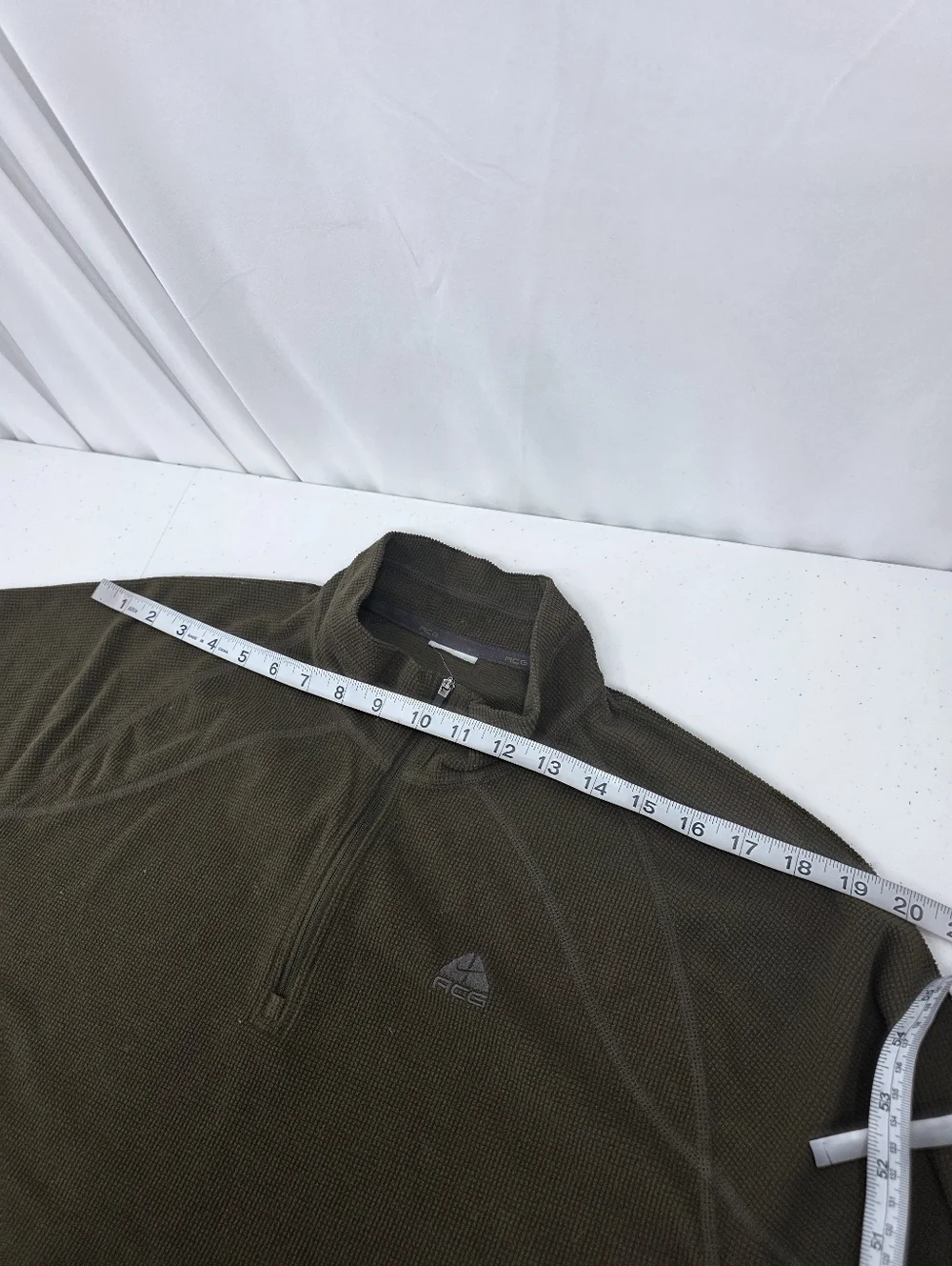 Vintage Nike ACG Men's‎ Army Green Quarter Zip Pullover Waffle Knit Y2K Medium.
